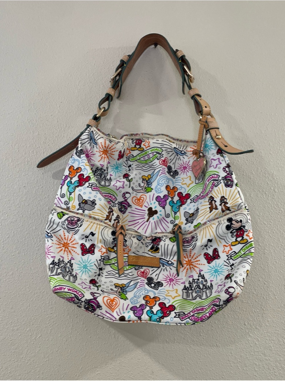 Dooney & Bourke White Multicolor Disney Print Shoulder Bag